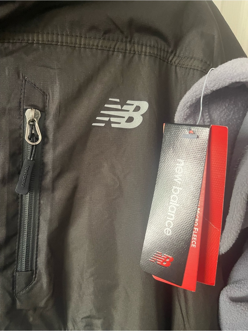 New Balance Men's Two-Tone Gray & Black Fleece Jacket - Picture 3 of 4